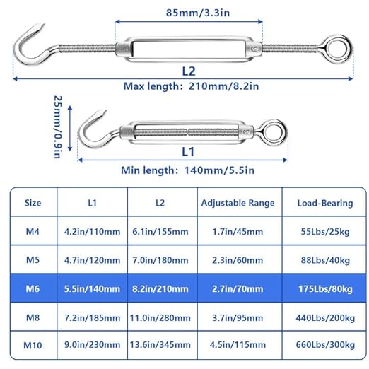 TooTaci 1/8 Stainless Steel Cable, 50ft 1/8 Steel Wire Rope Heavy Duty with M6 Turnbuckle for Cables Wire, 7×7 Strands Aircraft Cable for Deck Railing, Fences, Anti Sag Gate Kit