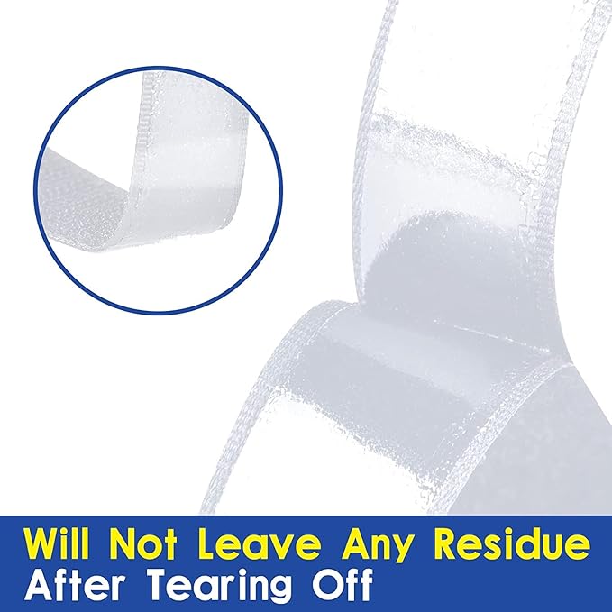 1 Inch x 82 Feet White Hook Loop Strips with Adhesive Heavy Duty, Multi-Purpose Double Sided Hook Loop Rolls, Picture Hanging Strips, Bulk Sticky Straps Wall Hanging Strips
