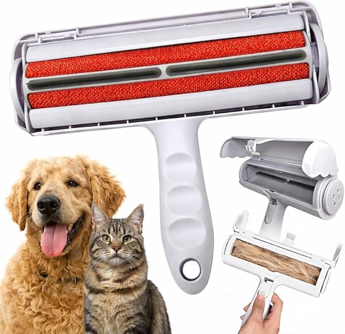 Reusable Pet Hair Remover Roller – Heavy Duty Manual Lint Roller for Dog & Cat Hair – Furniture, Couch, Carpet, Rugs & Car Seats – Durable ABS, Portable & Eco-Friendly