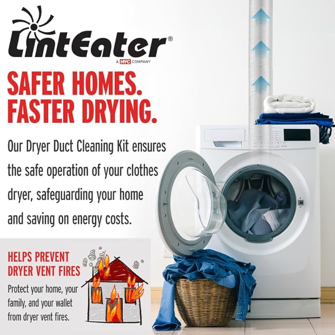RLE30 LintEater Rotary Dryer Vent Cleaning System, Removes Lint, Extends Up to 30’