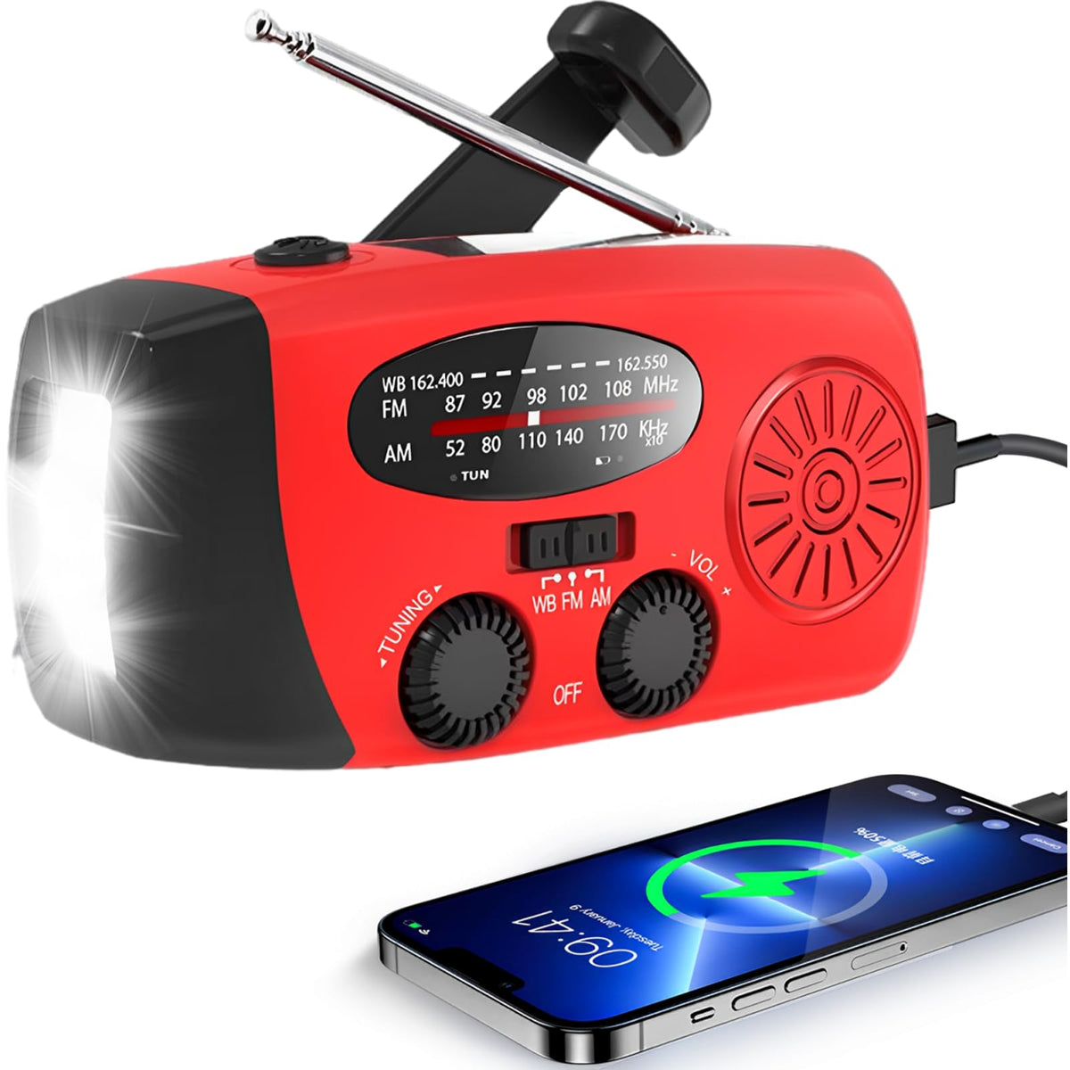 NOAA Solar Hand Crank Emergency Weather Radio - Image 1