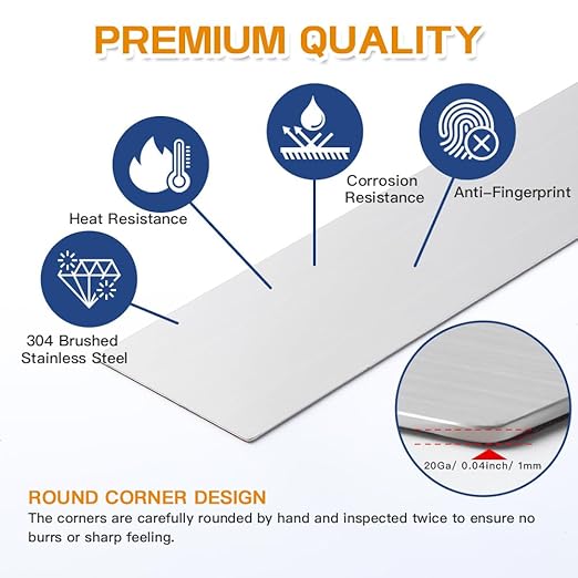 304 Brushed Stainless Steel Sheet Gap Filler, Metal Trim Strip for Wall Oven/Microwave Combo/Range/Cooktop, Self-Adhesive Gap Cover, 30 Inches Long, 2 Inches Wide, One Piece