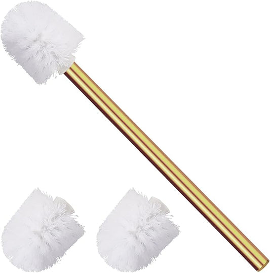 Gold Toilet Brush Replacement Brushes Only, Bring 3 ø 7.5 Cm White Toilet Brush Replacement Head Screw On, Toilet Cleaner Brush, Gold Bathroom Accessories for Bathroom Toilet Bathtub Clean (35cm)