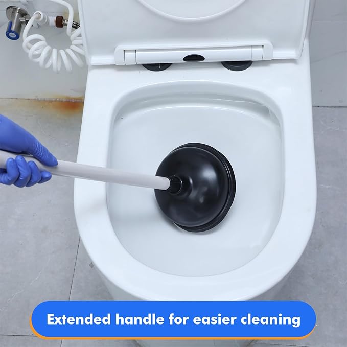 48 Pack Toilet Plungers Bulk with 19.7 Inch Long Handle Force Suction Cup Rubber Plunger for Bathroom to Fix Clogged Toilets Drains (Black)