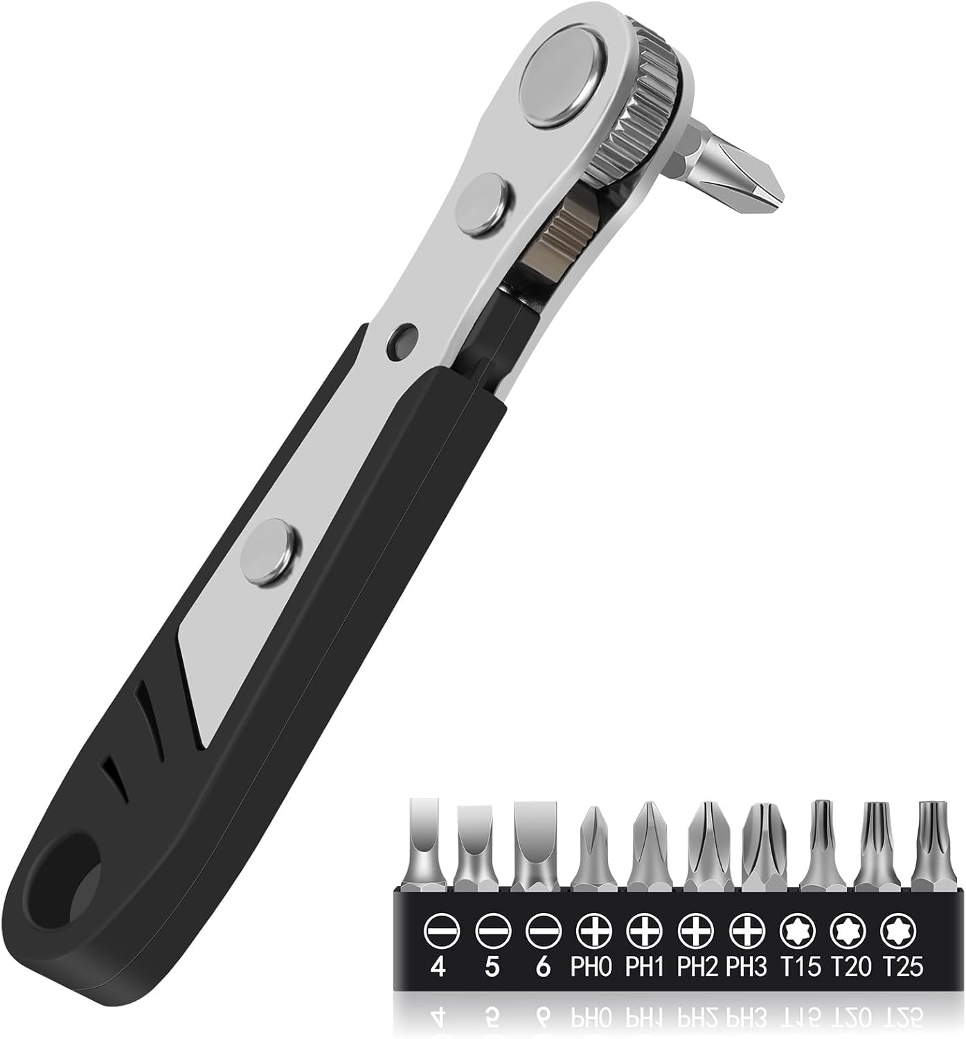 10-In-1 Angled Ratchet Screwdriver Set，90 Degree Right Angle, Angled and Offset Screwdrivers for Tight Spaces. Practical, Multifunctional, Professional Mini Ratchet Set