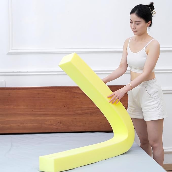 Bed Gap Filler, High Density Foam Mattress Extender for Headboard/Wall Gaps,2-Meter Extra Long Cut-to-Fit Yellow Foam Sponge Strip (78''x6''x5'')