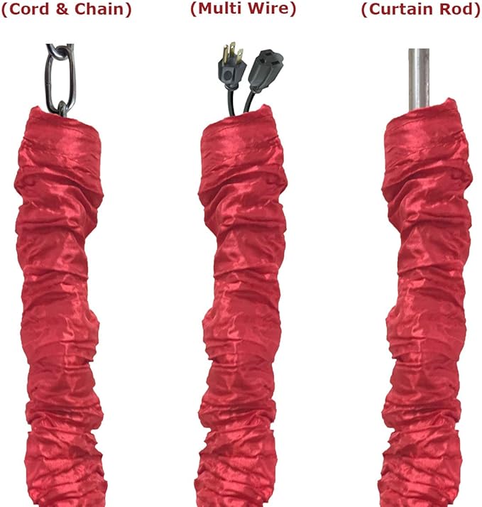 Royal Designs, Inc. CC-24-RD Red Cord & Chain Cover 4' Silktype Fabric Touch Fastener, Red