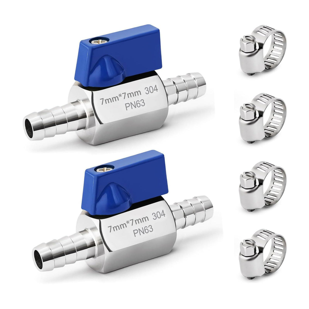 2 Pack 1/4" Hose ID Barb Mini Ball Valve, 304 Stainless Steel - Image 1