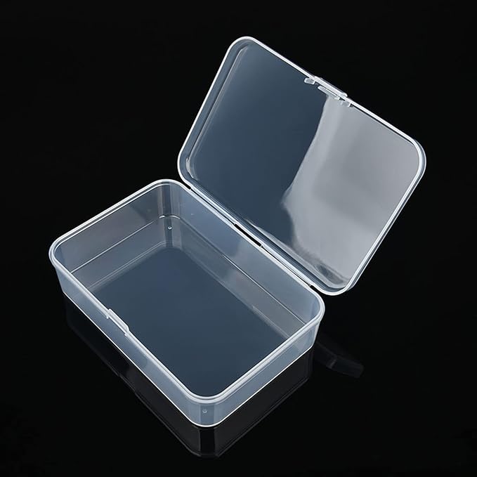 8 Pack Rectangular Clear Plastic Storage Containers Box with Hinged Lid for Beads and Other Small Craft Items (4.92 x 3.35 x 1.38 inch)