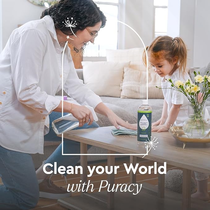 Puracy Multi-Surface Cleaner Concentrate - Plant-Powered All Purpose Cleaner - Surface Cleaner Solution As Seen on TikTok (Green Tea + Lime, 16 fl oz, 1 Pack)
