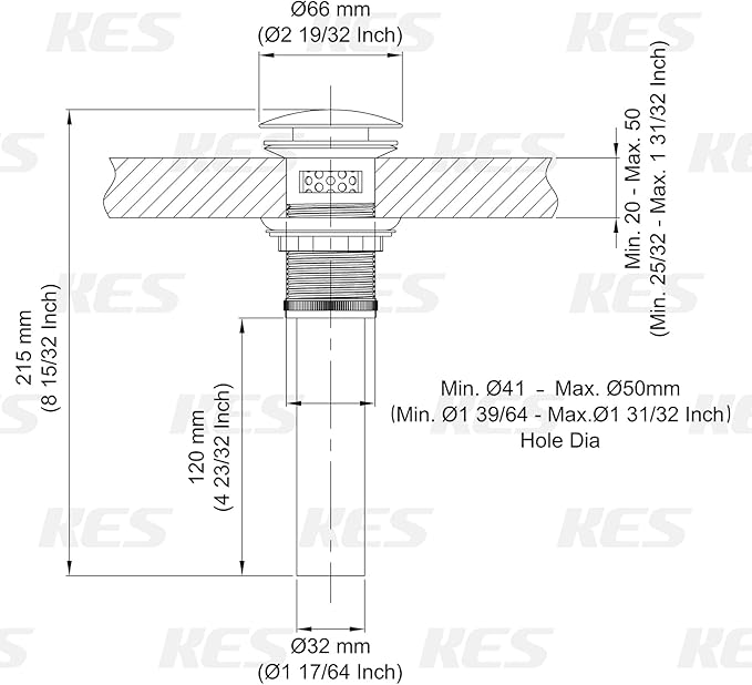 KES Bathroom Sink Drain with Overflow Vessel Sink, Lavatory Vanity Pop Up Drain Detachable Strainer, Brushed Nickel, S2018A-BN
