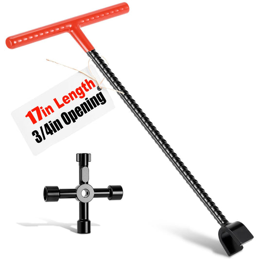 17in Professional Water Meter Key Shut off Tool with 4-Way - Image 1