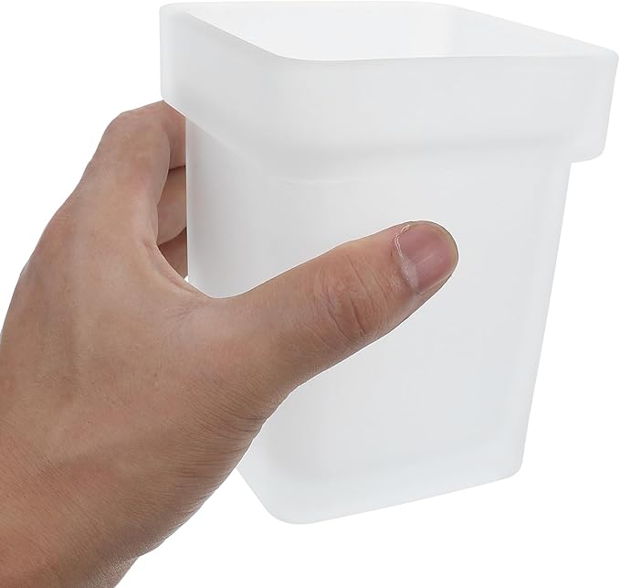 Ceramic Toilet Bowl Brush Holder with Frosted Square Storage Cup, Small Bathroom Cleaning Brush Container for Household Toilet Accessories