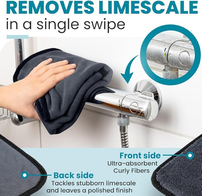 Shiny Wipes XL Drying Towel, the Original, Ultra Absorbent Twisted-Loop Design, Streak-Free Drying Towel, Shiny Wipes Shower Cleaning Cloths (7 Towel)