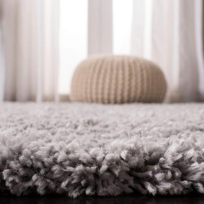 SAFAVIEH Fontana Shag Collection Runner Rug - 2'3" x 10', Grey, Solid Design, Non-Shedding & Easy Care, 2-inch Thick Ideal for High Traffic Areas in Living Room, Bedroom (FNT800F)