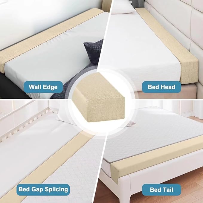 Bed Gap Filler,High-Density Bed Crack Filler with Removable Cover,Mattress Extender for Headboard Gap,Spacer Filler Between Mattress and Wall,Bed Wedge Gap Filler,Beige,78"x8"x8",King