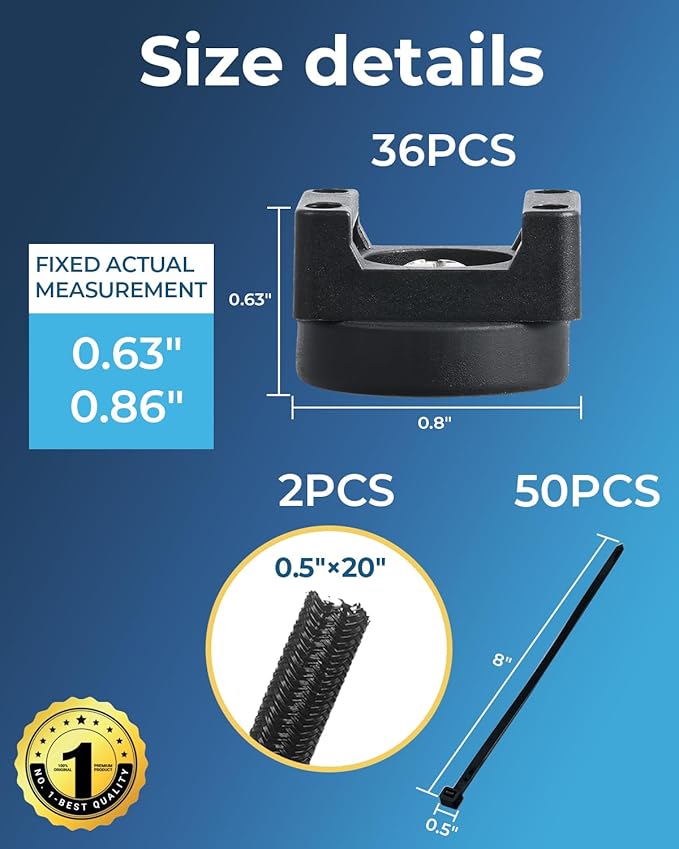 36Pcs Magnetic Zip Tie Mount, Heavy Duty Magnetic Cable Holder for Effortless Wire Management Under Desk, Magnets with 50Pcs Nylon Cable Ties and 2PCS Cable Sleeves for Home Office, PC, Car, Workshop