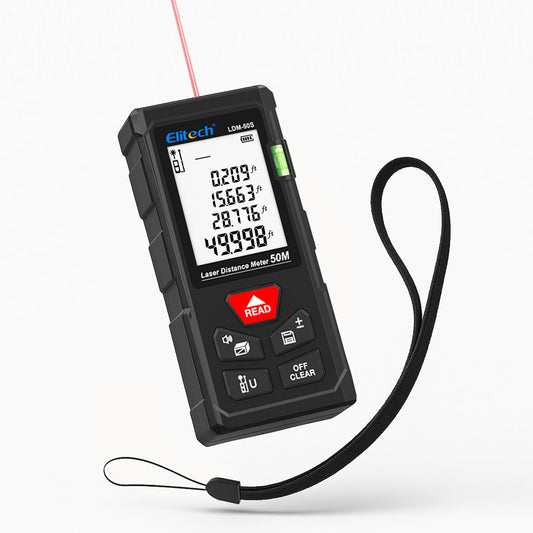 Elitech Laser Tape Measure, 165ft Laser Distance Meter - Image 1