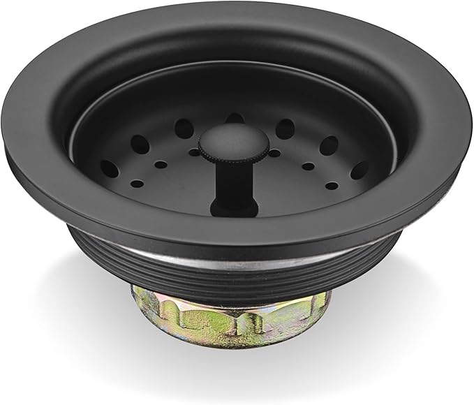 Luxier KS03-M 3-1/2 in. Drop-In Kitchen/Bar Sink Basket Strainer in Matte Black