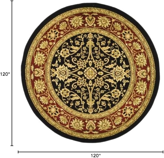 SAFAVIEH Lyndhurst Collection Area Rug - 10' Round, Black & Red, Traditional Oriental Design, Non-Shedding & Easy Care, Ideal for High Traffic Areas in Living Room, Bedroom (LNH212G)