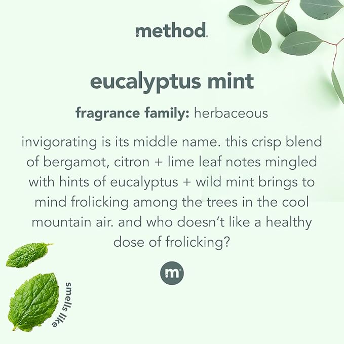 Method Daily Shower Spray Cleaner Refill; Eucalyptus Mint; 68 Ounce; 6 pack; Packaging May Vary