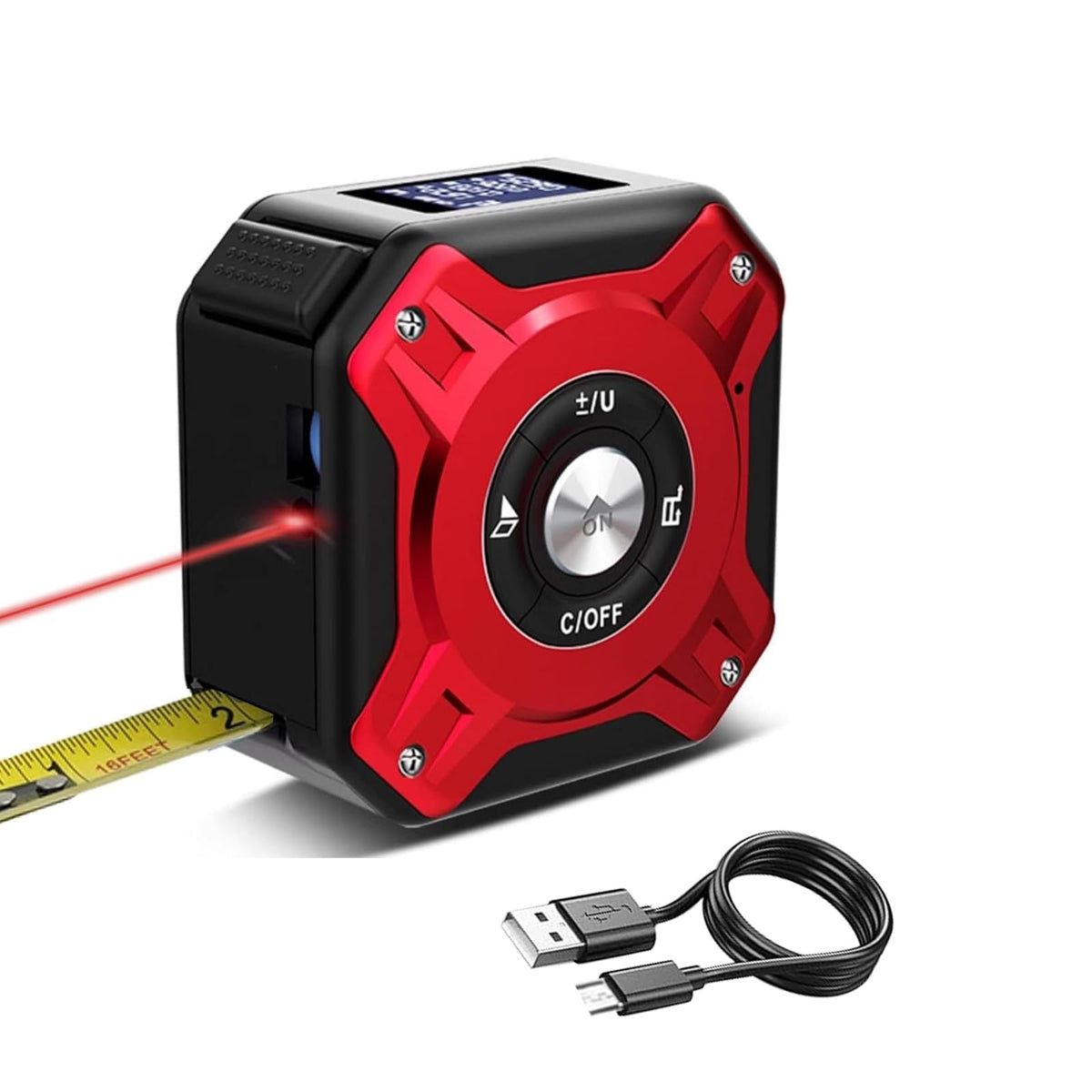 2 in 1 Laser Tape Measure with Level | 131ft/40M - Image 1