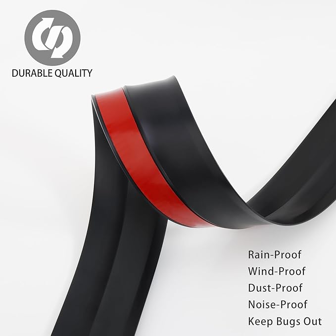 32.8ft Universal Garage Door Top and Sides Seal Strip, Waterproof Self Adhesive Professional Sealing Includes 40pcs Screws, Black