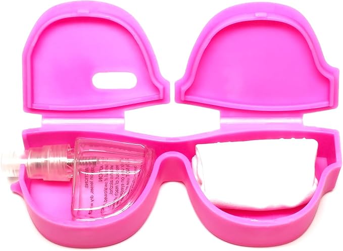 Calabria Kool Klean 4 Pack Eyeglasses Lens Cleaner Kit Pink/Green 15ml Cleaning Spray, White Cleaning Cloth Eyewear Cleaning