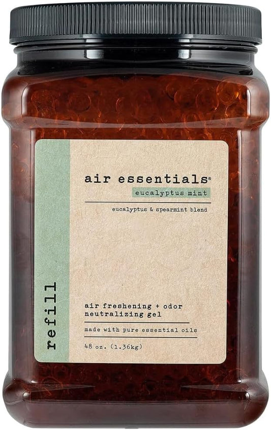 Air Essentials Air Freshener & Odor Neutralizer Gel 48 oz Refill – Odor Eliminator - Made with Pure Essential Oils – Eucalyptus Mint Scent