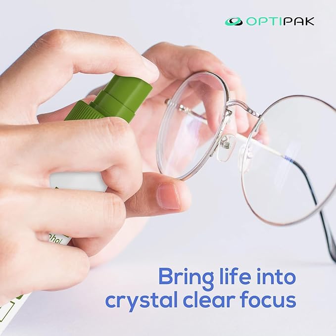 Sparkle Anti-Reflective Eco Friendly Lens Cleaner Spray Kit |(2x) 4oz + (2x) 1oz Glasses Cleaner Bottle + (4x) Microfiber Cloth for Eyeglasses, Lenses, Screens and Sunglasses Cleaning Kit(8 Piece Set)