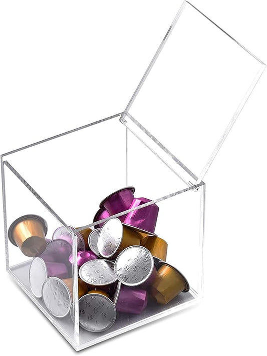 Acrylic Box with Lid Clear Container Transparent 5 mm Thickness Acrylic Hinge Lid Box Clear Dryer Sheet Dispenser for Laundry Organization and Storage Laundry Room Decor