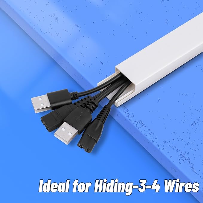 Cord Cover Raceway Kit, 628 in Cable Cover Channel, Paintable Cord Concealer System Cable Hider, Cord Wires, Hiding Wall Mount TV Powers Cords in Home Office, 40 X L15.7in X W0.95in X H0.55in