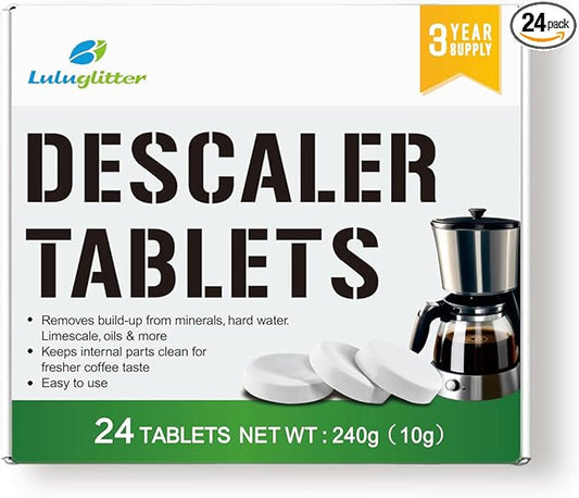 Espresso Machine Cleaning Tablets Descaling Coffee Maker Descaler Tablets 24 Count, Compatible With Nespresso, Keurig, Ninja, Delonghi, Miele, Descaler Tabs for Espresso Machines And Drip