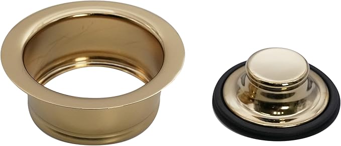 Westbrass D2165-01 Post Style Large Kitchen Basket Strainer with Waste Disposal Flange and Stopper, Polished Brass