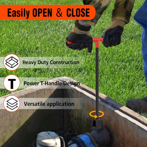 Eapele Water Meter Key 16 inch Enforced Steel T-Handle With 4-way - Image 4