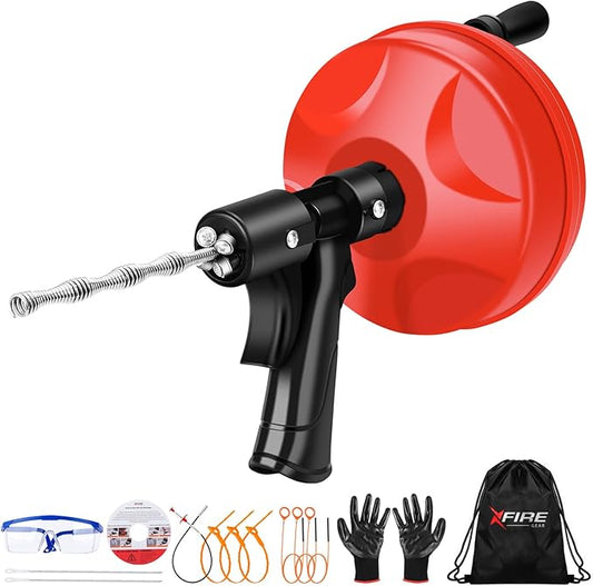 35 FT Plus Double Mode Drain Snake Tools, 13-in-1 Drain Auger for Sink and Drain Unblocking, Plumbing Snake for Kitchen, Bathrom and Shower Sink, Snake for Real DYIs[Upgraded 4.0]