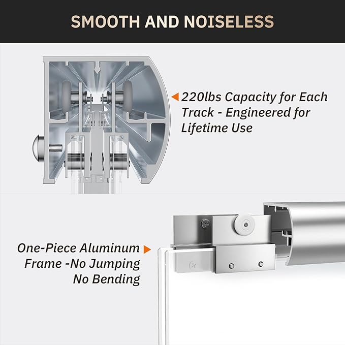 Glass Shower Door 50-54" W x 72" H Semi-Frameless Double Sliding Bathroom Shower Doors with 1/4 inch Clear Tempered Glass for Walk-in Shower, Chrome