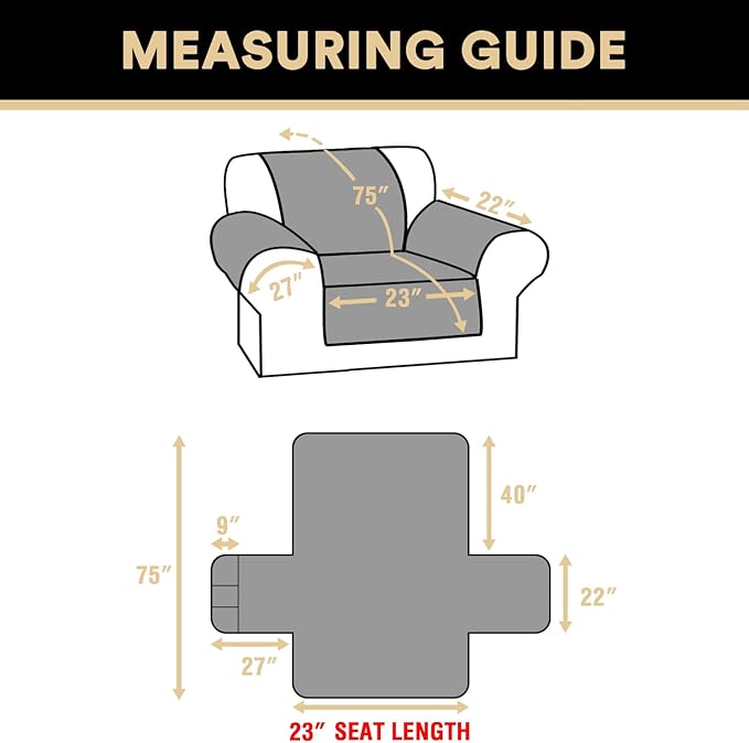 PrinceDeco Chair Covers Slipcover Waterproof Couch Cover That Stays On Sofa Non-Slip Armchair Cover with Elastic Straps Washable Slipcover Furniture Protector for Dogs Pet Friendly(Chair, Taupe)
