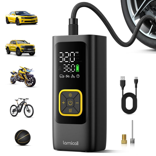 Lamicall Car Tire Inflator Portable Air Compressor, 4X Faster - Image 1