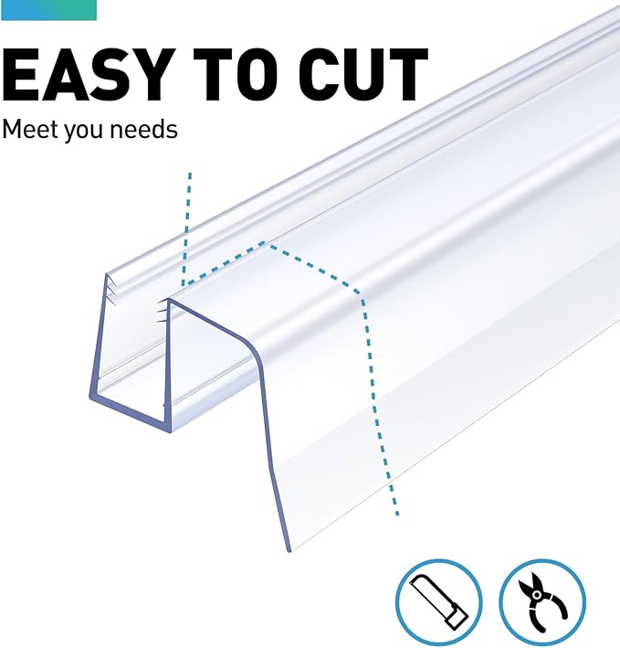 Sliding Shower Door Bottom Seal, 2 PCS 1/4" x 36" Sliding Shower Door Sweep for 1/4 Inch Glass, Frameless Glass Door Seal Strip Stop Shower Leaks and Create a Water Barrier