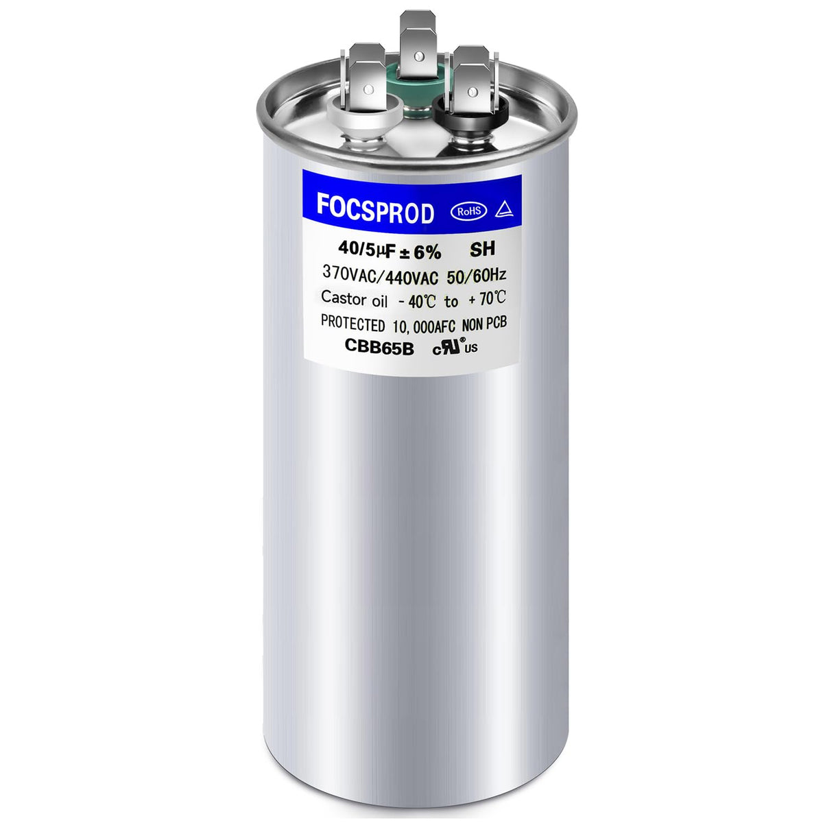 [UL Recognized] FOCSPROD 40+5 uF 40/5 MFD ±6% 370V/440V CBB65 AC - Image 1