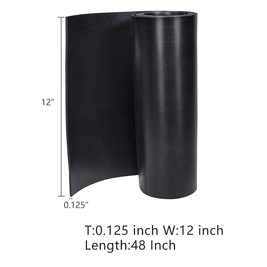 TORRAMI Neoprene Rubber Sheet Roll 1/8 (.125) Inch Thick x 12 Inch Wide x 48 Inch Long for DIY Gaskets, Pads, Seals, Crafts, Flooring,Cushioning of Anti-Vibration, Anti-Slip