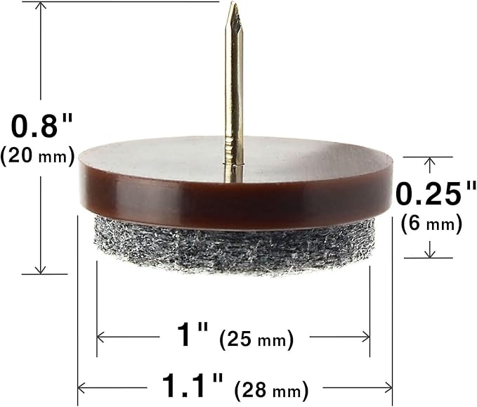 Nail-on Felt Pads X-PROTECTOR 40 PCS - 1.1" Felt Chair Pads - Floor Protectors for Furniture Legs - Best Furniture Sliders for Hardwood Floors (28mm)!