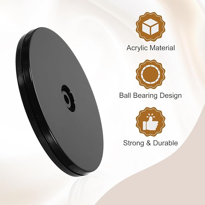 uxcell 1Pack Acrylic Lazy Susan Turntable, 5" Spinner Lazy Susan Turntable Organizer, Acrylic Ball Bearing Rotating Tray for Pantry Spice Rack Decorating, Black