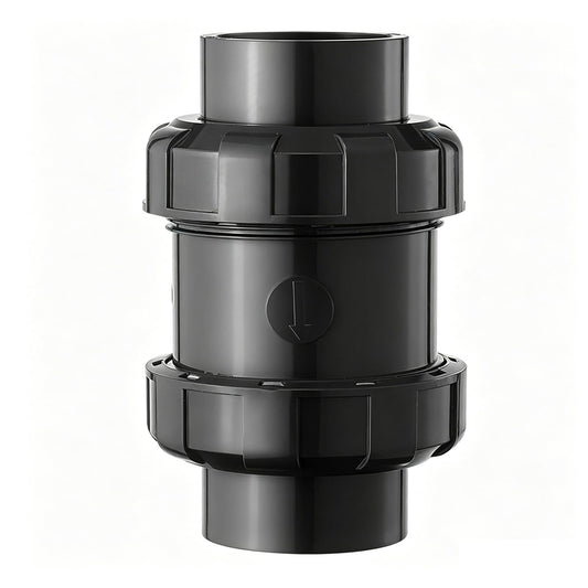 1-1/2" SCH80 PVC True Union Check Valve, Gravity Ball - Image 1