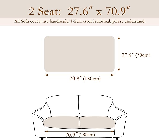 MEETSKY Couch Cover for 2 Cushion Couch Sofa, Non-Slip Couch Cover for Dog Washable Sofa Protector Pet Friendly Dog Mats for Couches Soft Furniture Covers, 27.6" x 70.9", Oatmeal