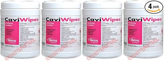 Metrex CaviWipes Disinfecting Towelettes – Alcohol-based, Durable Non-Woven Disinfecting Wipes, 3-Minute Contact Time, Surface Cleaner for Healthcare Settings – 6" x 6-3/4", 160 Wipes, 4 Pack