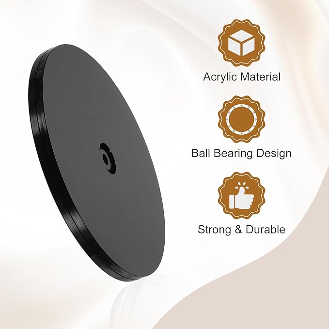 uxcell 4Pack Acrylic Lazy Susan Turntable, 7" Spinner Lazy Susan Turntable Organizer, Acrylic Ball Bearing Rotating Tray for Pantry Spice Rack Decorating, Black