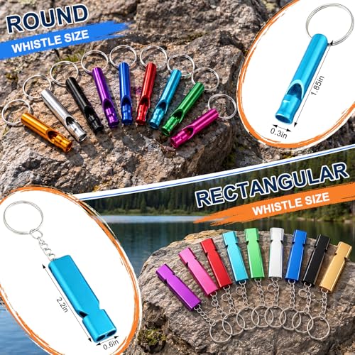 Tellegloww 90 PCS Emergency Whistle with Keychain Bulk, Aluminum - Image 4