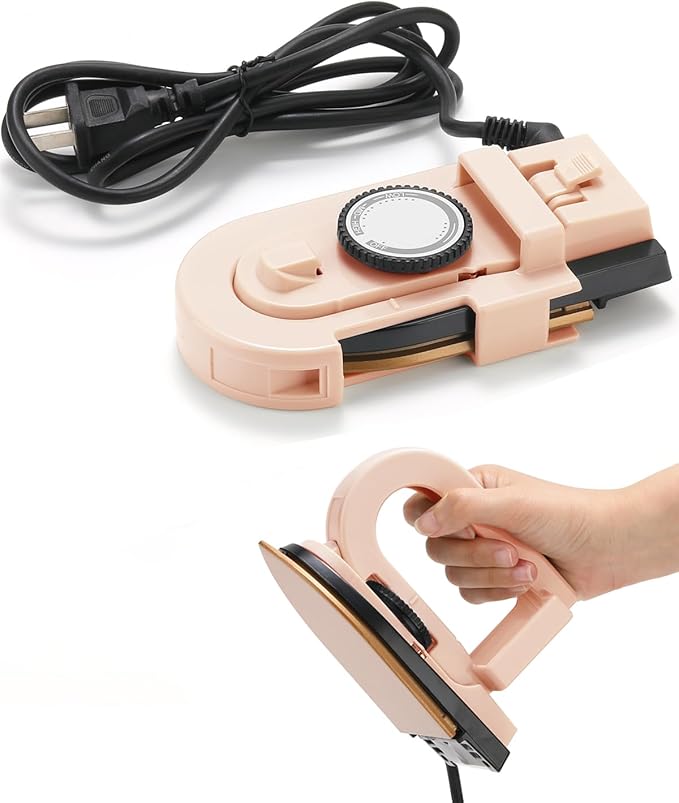 Dual Voltage Travel Iron (100-120V/220-240V) - 3-Temp Steamless Mini Dry Iron for Clothes, Non-Stick 356°F Soleplate with Foldable Handle, 0.8lb Ultra-Lightweight (Pink)